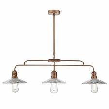 Copper pendant light kitchen island. 3 Light Antique Copper Kitchen Island Pendant With Ribbed Glass Shades