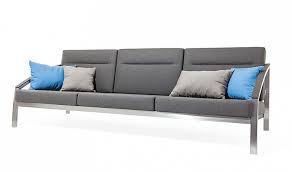 Grand canapé blanc en cuir capitonné vintage chesterfield. Canape De Jardin 3 Places Luxe En Inox Et Tissu Gris Alcedo Todus