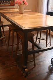 Bar Height Dining Table On 6 Caster Wheels With Reclaimed Wood Surface Seats 10 By Salvage Dining Table Bar Height Dining Table Reclaimed Wood Dining Table