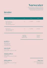 Pale Pink Dark Teal Invoice Invoice Design Template Invoice Design Invoice Template