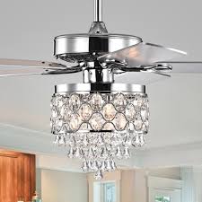 Modern ceiling fan with drum light shade. Silver Orchid Minter 52 Inch Lighted Ceiling Fan W Crystal Drum Shade Overstock 30412361