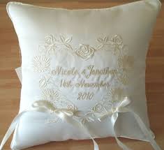 Pin By Jackie Fown On Ringkissken Wedding Embroidery Wedding Pillows Ring Pillow Wedding