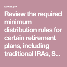 Review The Required Minimum Distribution Rules For Certain Retirement Plans Including Traditional Ira In 2020 Required Minimum Distribution Simple Ira Traditional Ira