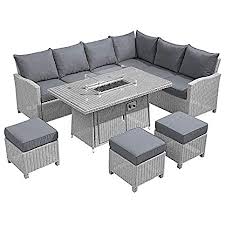 Target / patio & garden / patio furniture / patio sets / fire pit sets (58). Nova Ciara Outdoor Rattan Corner Dining Set Fire Pit Garden Table Right Arm Sofa With Stools White Wash Wicker Weave Patio Furniture Amazon Co Uk Garden Outdoors