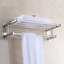 stainless steel double towel rack wall mount bathroom shelf bar rail hotel style walmart com bath racks shelves diy floating bookshelves