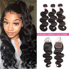 Body Wave Weave 3 Bundles With 4 4 Lace Closure Virgin Hair