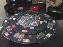 Game Table With Individual Pull Out Tables For Players Table Games Game Room Family Game Room Design