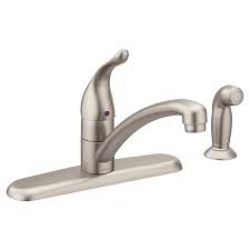When it comes to sink faucets, there is not that much of a competition for the manufacturer moen. Moen Chateau Spot Resist Stainless 1 Handle Deck Mount Low Arc Handle Kitchen Faucet Deck Plate Included In The Kitchen Faucets Department At Lowes Com