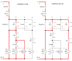 Control circuit control voltage code designed for separate control supply: Rangkaian Star Delta Motor Listrik 3 Fasa Secara Otomatis
