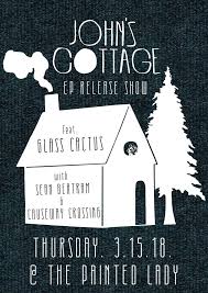Two shining champagne glasses with abstract splash. John S Cottage Official Ep Release Show The Painted Lady