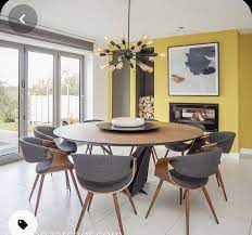 Pin By Ariana Massouh On Mina Sandro Abode In 2021 Dining Room Fireplace Yellow Dining Room Dining Room Wallpaper