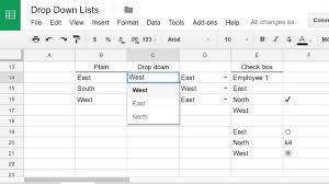Google Sheets Create Drop Down Lists And Check Boxes Check Box Google Sheets Drop Down List