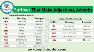 Suffixes That Make Adjectives Adverbs English Study Here Adverbs Adjectives English Study