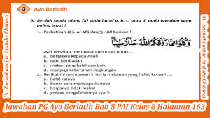 Jawaban soal pendidikan agama islam dan budi pekerti kelas 3. Jawaban Pg Ayo Berlatih Bab 8 Pai Kelas 8 Halaman 163 Youtube