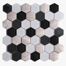 High quality, beautifully crafted surface materials for indoor & outdoor spaces. 3d Honeycomb Hexagon Wooden Grey With Black White Glass Mosaic Black Tile Hd Png Download Transparent Png Image Pngitem