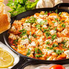 Greek Shrimp With Feta And Tomatoes Prawn Saganaki Recipe Greek Shrimp Shrimp Saganaki Recipe Langostino Recipes