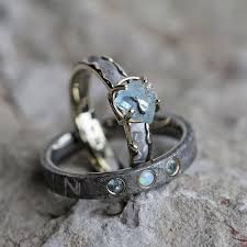 See more ideas about engagement rings sapphire, engagement rings, sapphire. Gemstone Wedding Ring Set With Rough Aquamarine Jewelry By Johan