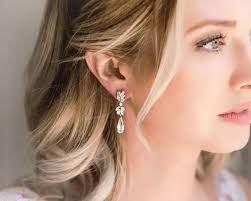 Bridal Earrings , Drop Earrings , Rose Gold Wedding Earrings , Leaf Dangle  , Bridal Jewelry , Bridesmaid Earrings , Bridesmaid Jewelry