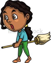 Black Little Girl Not Doing Much Cleaning Cartoon Clipart Friendlystock Black Little Girls Cartoon Clip Art Little Girls