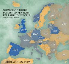 Number Of Books Published Per Year Per Capita By Country In Europe Infographic Map Map European Map