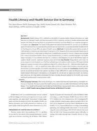 Occupational health doctor, lim pek yean from sunway medical centre (malaysia) highlights the variety of tests included in a health screening package at sunway. Pdf Health Literacy And Health Service Use In Germany