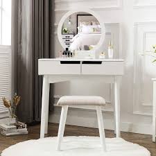Another version consisted of two pedestals, fitted with drawers on either side of a cheval mirror. Amazon Com Unihome Vanity Table Set Makeup Table With Round Mirror And Stool Small Dressing Tables With Dra Vanity Table Set Small Dressing Table Vanity Table