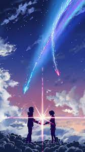 Your Name Movie Touching Through Space Poster Iphone 6 Wallpaper Filmes De Anime Kimi No Na Wa Animes Romantico