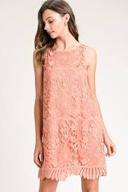 Peach N Lace Crocheted Lace Shift Dress Dresses Lace Floral Lace Dress