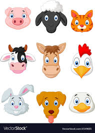 Cartoon Farm Animal Set Vector Image On Vectorstock Animated Animals Cute Animals Images Animal Doodles