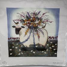 Johanssen Hand Painted Needlepoint Canvas Lamb and Eggs Melissa Shirley  Designs