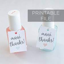 Printable Mani Thanks Tags Nail Polish Favor Tags Printable Etsy Bridal Shower Diy Diy Wedding Gifts Baby Shower Favors Diy