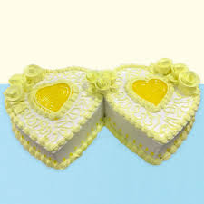 Wish your friends happy birthday by offering a cake to celebrate this beautiful occasion. Special Couple Pineapple Double Heart Shape Cake Winni In