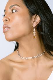 Shimmer Long Link Choker in Sterling Silver