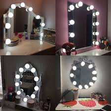 Install led strip lights around the mirror. Makeup Mirror Vanity Led Light Bulbs Usb Charging Port For Diy Hollywood Style Makeup Dressing Table Shopee Philippines