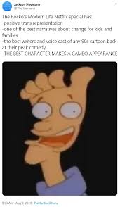 Rocko has to deliver comic books over the snowy mountain. Netflix Praised For Adding Trans Character To Reboot Of 1990s Children S Classic Rocko S Modern Life Daily Mail Online