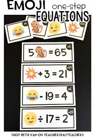 Emoji Math Equation Activity One Step Equations 6th Grade Math Fun One Step Equations Learn Math Online Equations