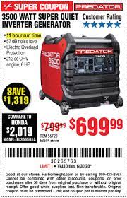 So, already a lot of people use different coupons everywhere and, thus, keep their budget. Predator 3500 Watt Super Quiet Inverter Generator For 699 99 Harbor Freight Coupons