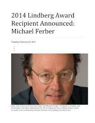 2014 Lindberg Award Recipient Announced: Michael Ferber