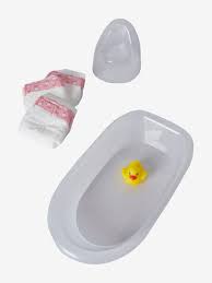 Alles, was puppeneltern so brauchen: Vertbaudet Puppen Badewanne Topfchen Und Windeln In Transparent Glitzer