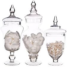 Ships free orders over $39. Set Of 3 Elegant Clear Glass Apothecary Jars With Lids 12 15 16 Inch High Glass Canisters Home Decor Party Centerpiece Buy Online In Qatar At Qatar Desertcart Com Productid 13923343