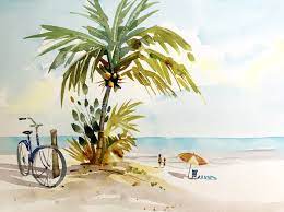 How To Paint A Palm Tree Beach Scene