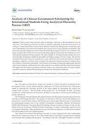 Msc/mres global food security and development. Pdf Analysis Of Chinese Government Scholarship For International Students Using Analytical Hierarchy Process Ahp