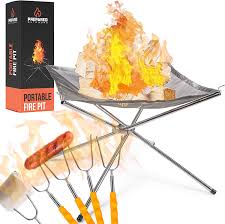 Outdoor indoor table fire pit bio ethanol tabletop fireplace. Amazon Com Portable Fire Pit Outdoor Extra Large 22 Inch Collapsing Steel Mesh Fireplace Perfect For Camping Backyard And Garden Marshmallow Roasting Sticks 5 Pack And Carrying Bag Included Kitchen Dining