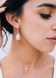 Nora" Collier mariée discret avec pendentif perle eau douce