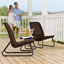 You need just chairs for your fire pit, buying this product gives you two of them and a matching table as well. Walmart Keter Rio 3 Piece Patio Set Outdoor Patio Furniture Sets Wicker Patio Furniture Set Outdoor Wicker Patio Furniture