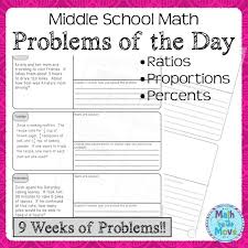 Daily Word Problems For Middle School Math Ratios And Proportional Reasoning Middle School Math Word Problems Math Word Problems