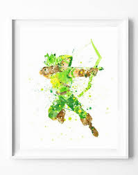 Green Arrow Poster Dc Superhero Art Print Watercolor Painting Wall Art Home Decor Nursery Kids Gifts For Him 40 Gr Arrow Poster Arrow Wall Art Superhero Art