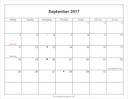 Moon Calendar September 2017 Calendar Template 2019