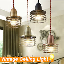 E26 E27 Vintage Retro Ceiling Lamp Loft Pendant Light Metal Cage Hanging Ceiling Light Lamp Industrial Lighting Fixture And Decoration For Living Room Bedroom Kitchen Coffee Bar Walmart Com Walmart Com