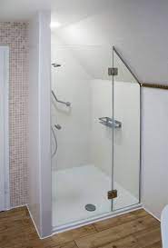Shower enclosures are available with and also without shower trays. Nischendusche Small Attic Bathroom Attic Shower Loft Bathroom